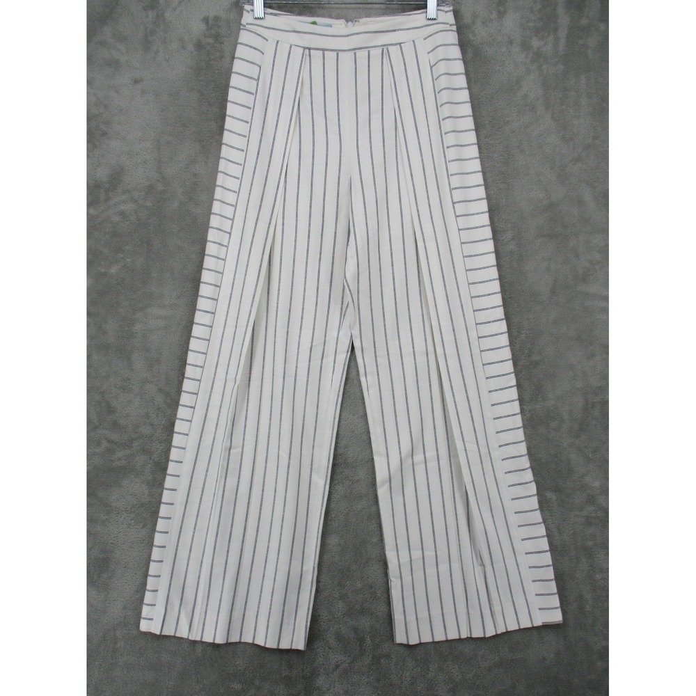 Antonio Melani Pants 2 Striped Wide Leg Trouser Nautical Preppy Pleated Lined